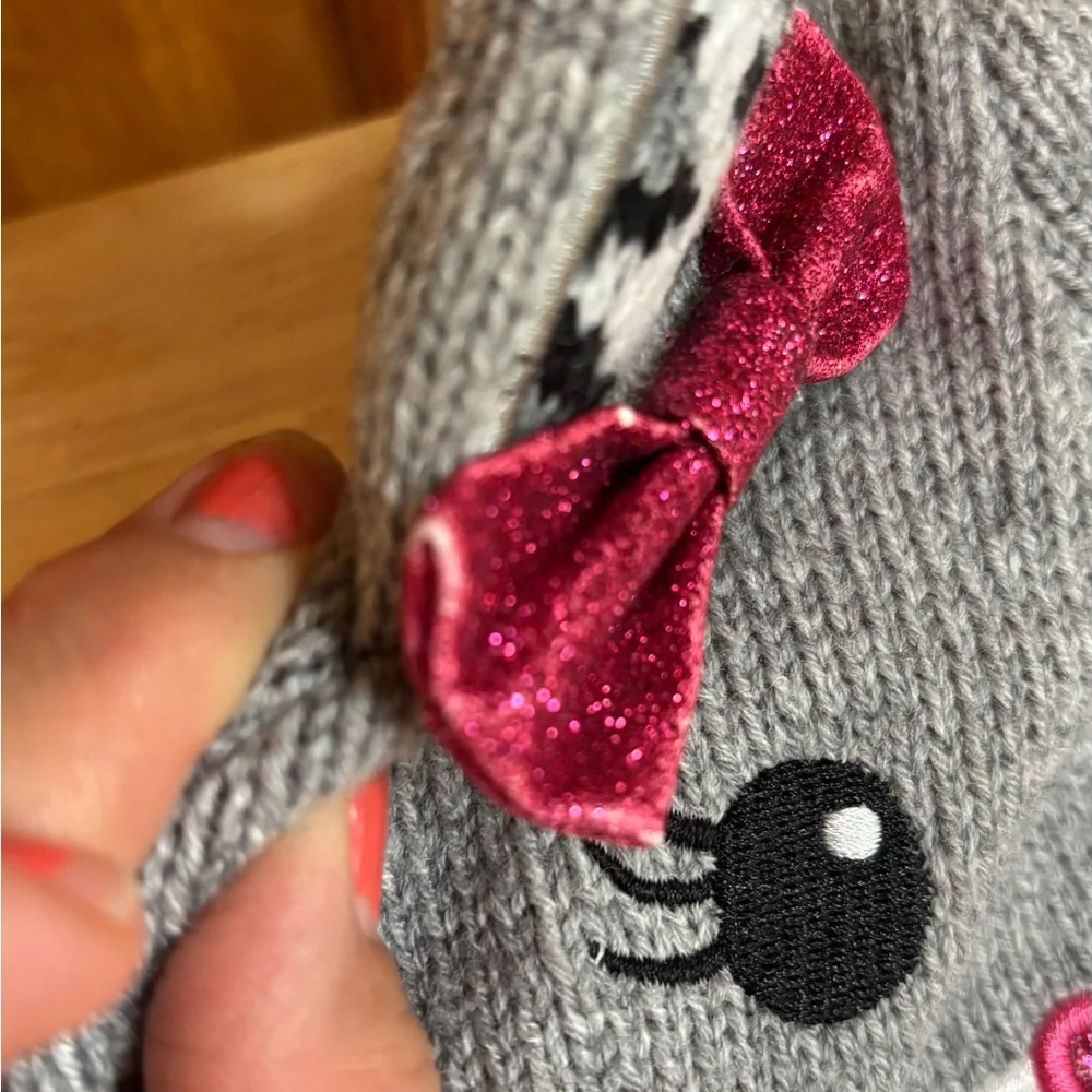 Adorable Cat face Fleece Knit animal print baby toddlers cap hat & stuffed toy
